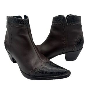 Roper Chocolate Brown Tooled Western Cowgirl Booties‎ 21-523-480 Sz  8 1/2